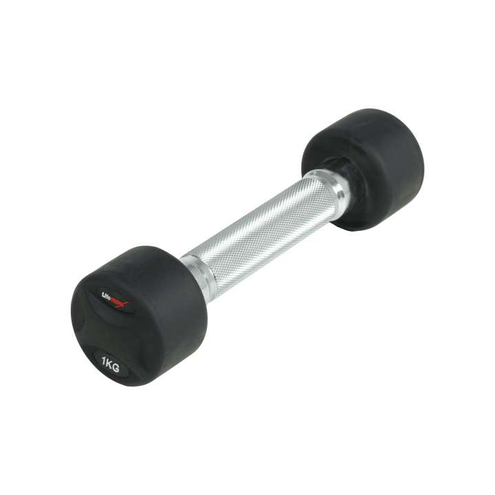 Priser på Lifemaxx fast håndvægt 1 kg - Rund håndvægt med riflet greb - Lavet i støbejern beklædt med gummi - Til crossfit og styrketrænin