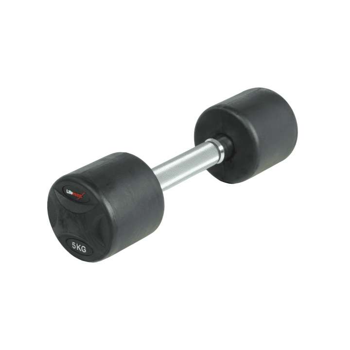 Priser på Lifemaxx fast håndvægt 5 kg - Rund håndvægt med riflet greb - Lavet i støbejern beklædt med gummi - Til crossfit og styrketrænin