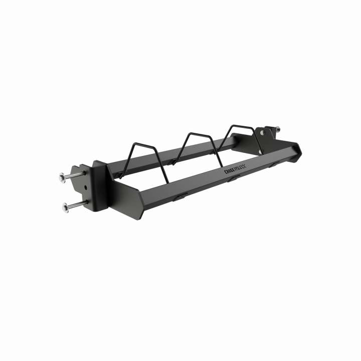 Priser på Crossmaxx XL Plate Shelf 110 cm. Opbevaring bumper plates. 3 mm tyk stål. Lodret stativ. Mat sort.